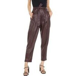 Blank NYC Womens Faux Leather Pants With Tie Belt Dark burgundy Size 25